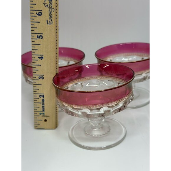 VTG Tiffin Kings Crown Thumbprint Sherbet/Dessert Dishes Set of 3 Glass Pedestal - Picture 5 of 7